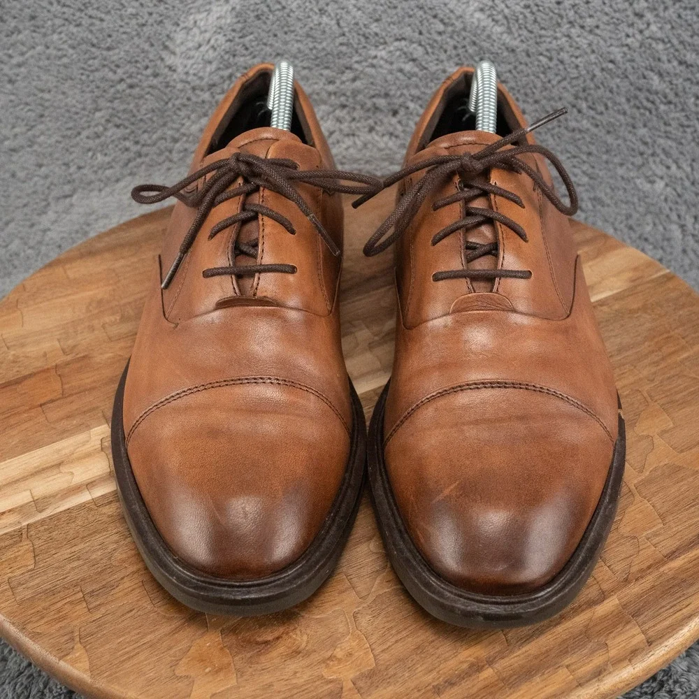ECCO Vitrus ll Oxford Leather Shoe Mens 42 EU 8 US Cap Toe Brown Quiet Luxury